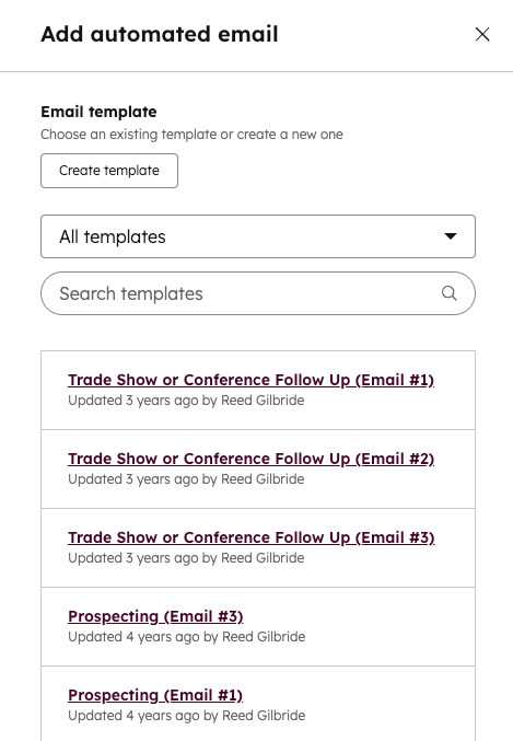Adding an automated email step in HubSpot