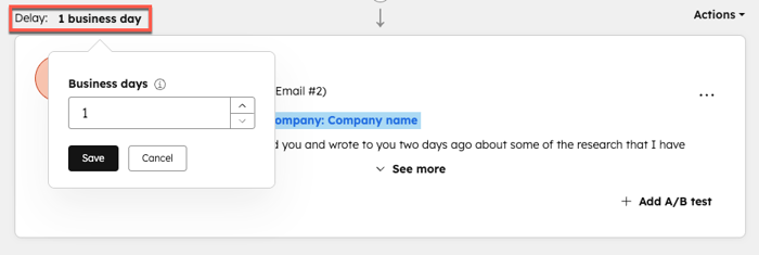 Setting the delay between sequence steps in HubSpot