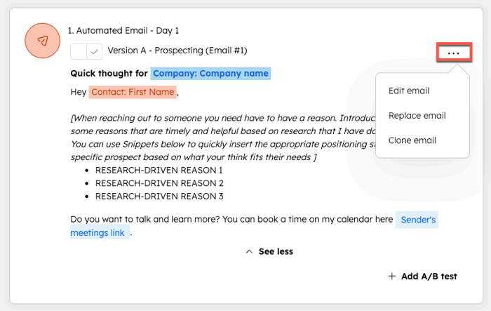 Editing an automated email template inline